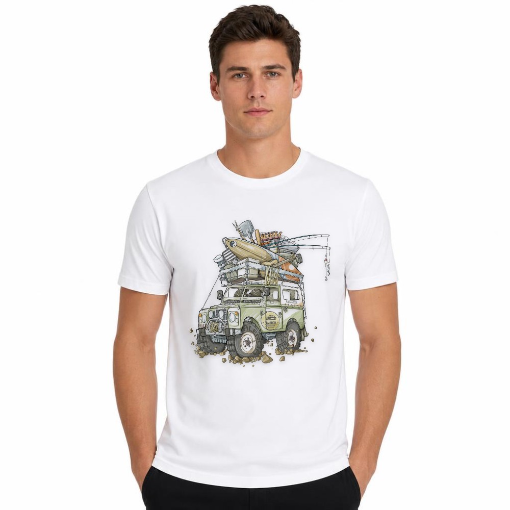 Outdoor Adventure Kayak - Men T Shirt Offroad SUV Fishing